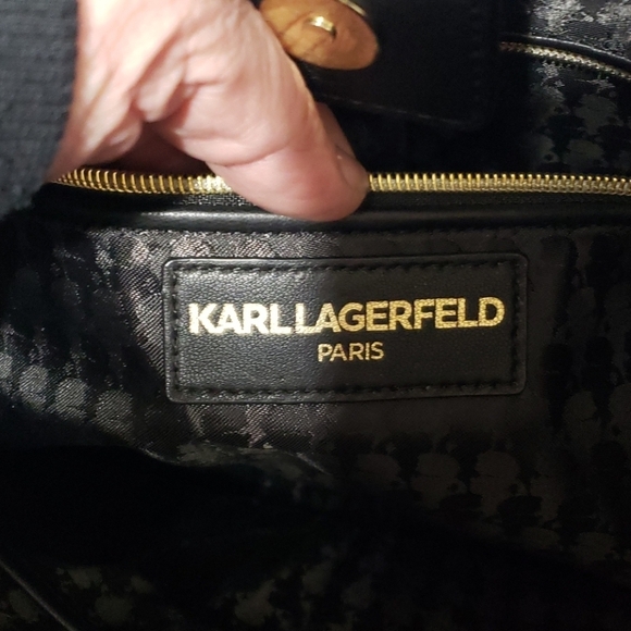 Karl lagerfeld black large shoulder vegan tote bag main image 5